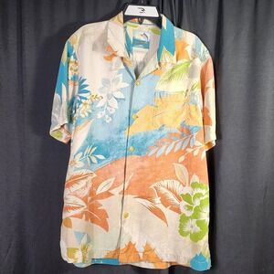 Tommy Bahama Mens Silk Tropical Floral Camp Shirt Island Modern Fit Medium Multi